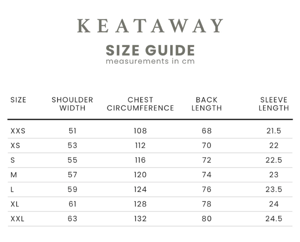 keataway size chart