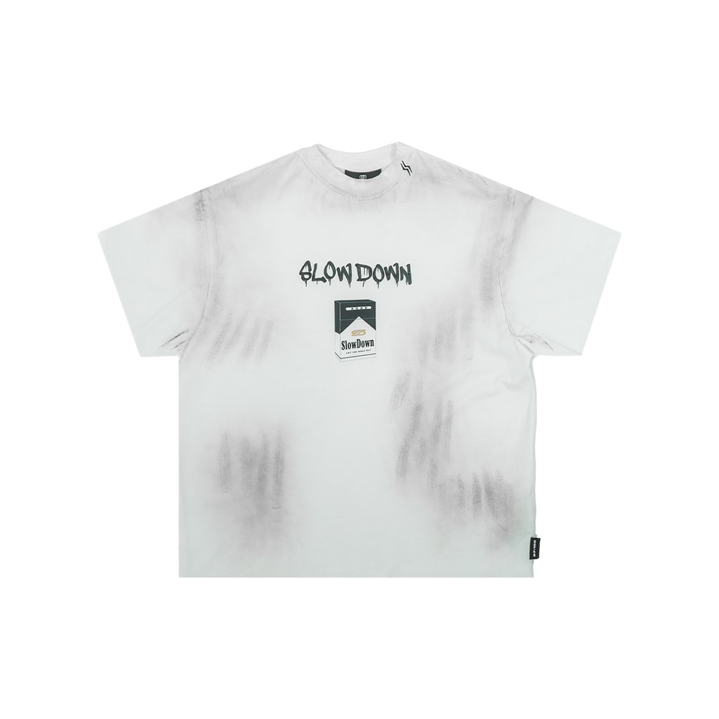 SLOWDOWN Cig Box Tee White (FW25) - Front (1)
