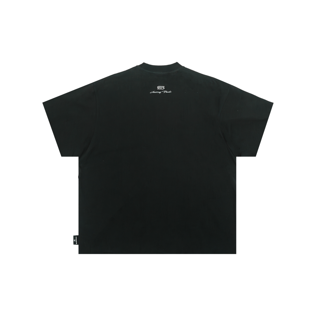 SLOWDOWN Line Embroidered Tee Black (FW25) - Back