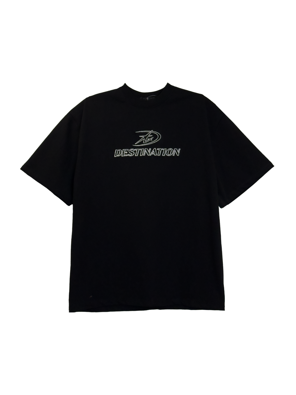 destination-embroidered-middle-logo-tee-lay-out-front