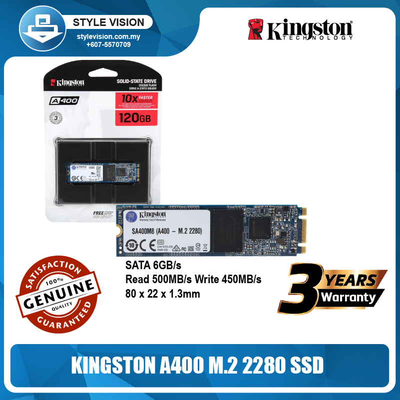 KINGSTON A400 M.2 2280 SSD 120/240/480/960 GB – Style Vision Computer Store