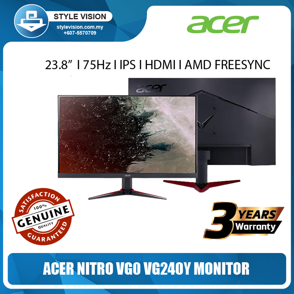 ACER MONITOR VG240Y 23.8'LED 250N VGA HDMI BLK (U) – Style Vision Computer  Store