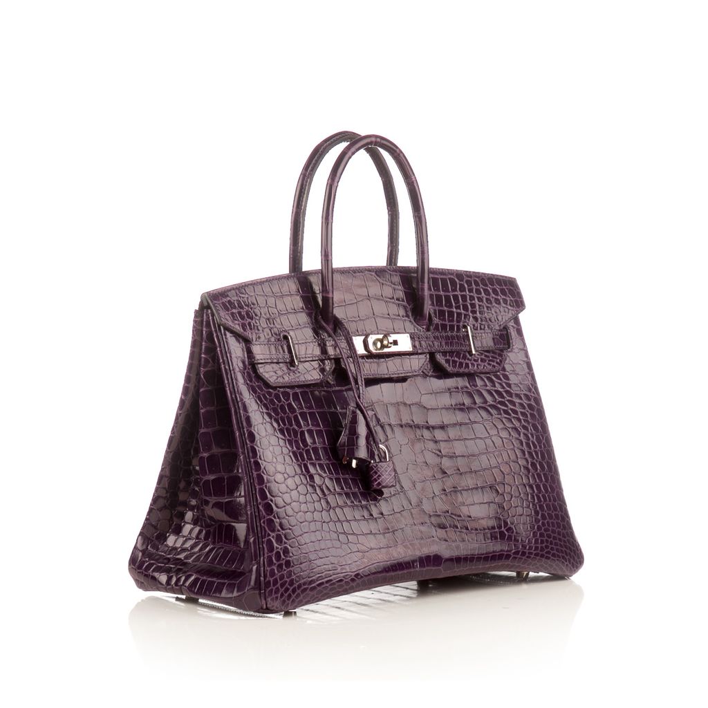 HERMÈS Violet Purple Croc 35 PHW Birkin – portluxe