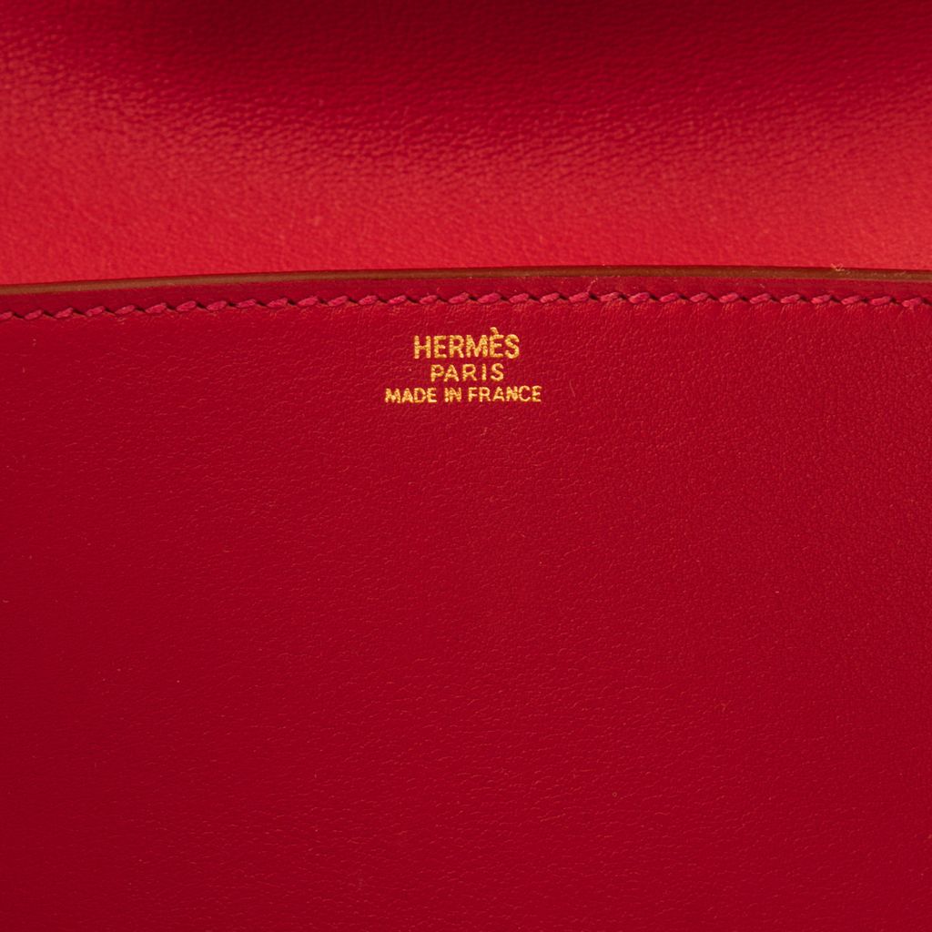 Hermes Sanguine Red Permabrass Medor Pochette Tadelakt Bag Clutch