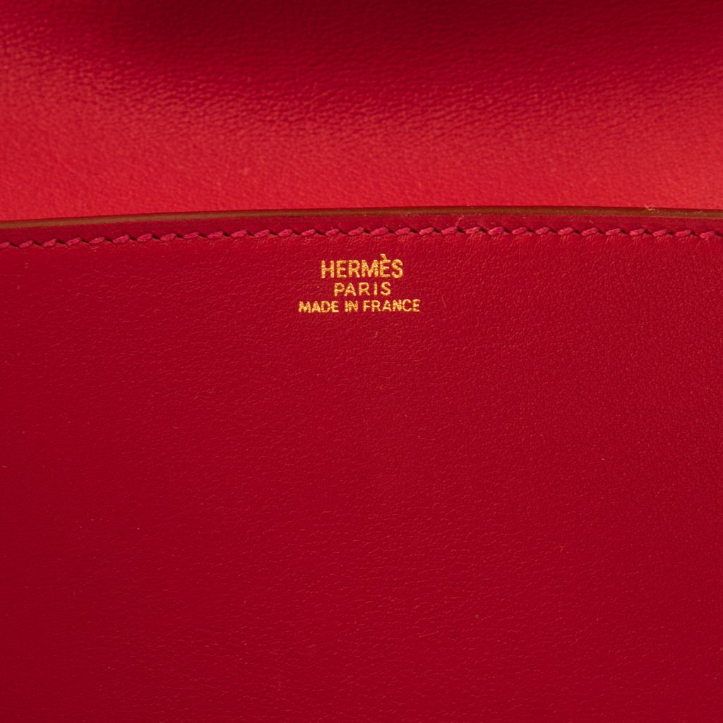 HERMÈS Red Medor 23 Box Leather Clutch – portluxe