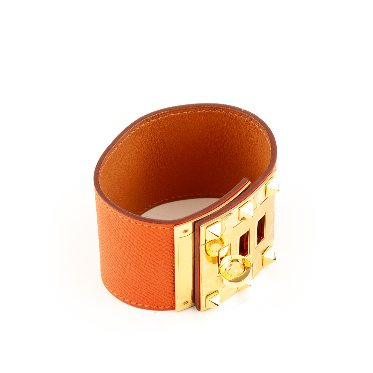 Hermes orange leather on sale bracelet