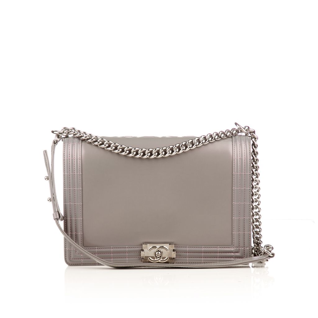 CHANEL, Bags, 0 Authentic Chanel Chevron Grey Patent