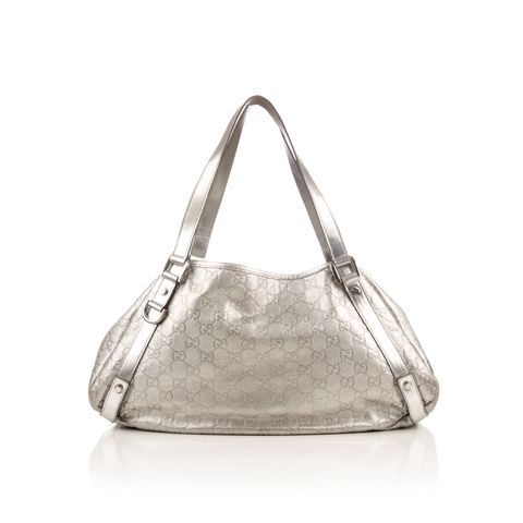 Gucci silver leather monogram shoulder bag-1.jpg