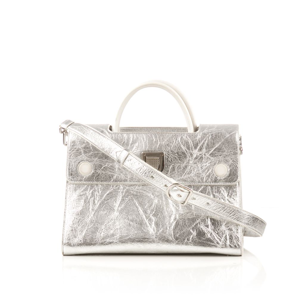 Dior Metallic Silver Crinkled Leather Medium Diorever Bag at 1stDibs