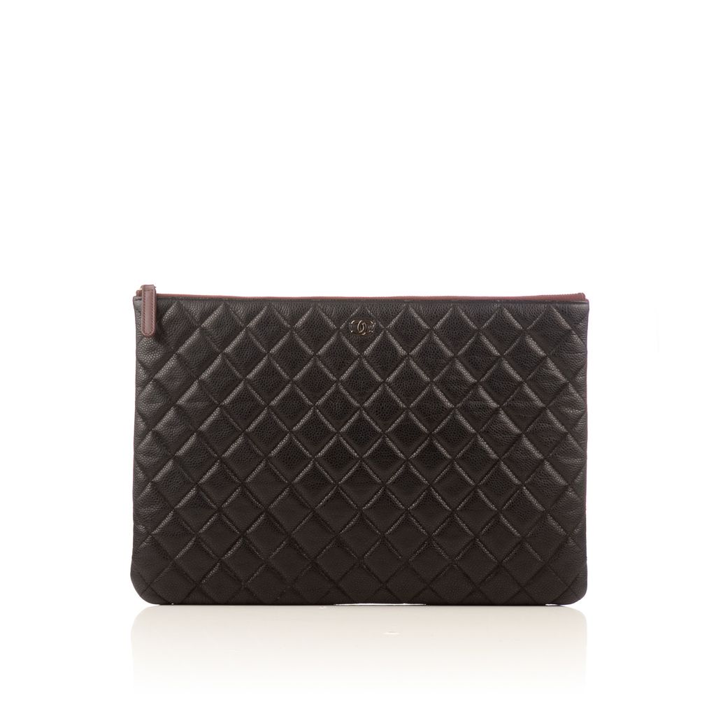 CHANEL Black Caviar Quilted Ocase Clutch – portluxe