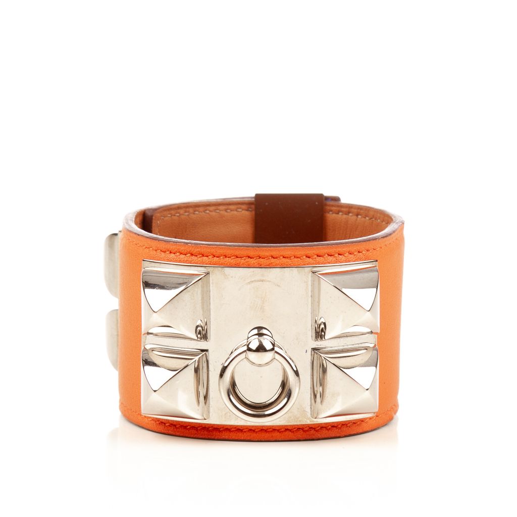 Hermes orange silver collar bracelet-1.jpg