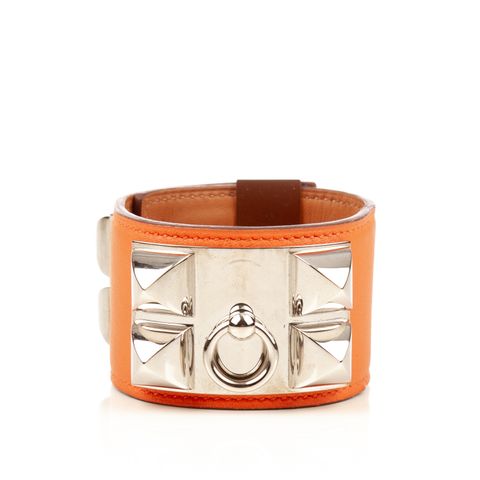 Hermes orange silver collar bracelet-1.jpg