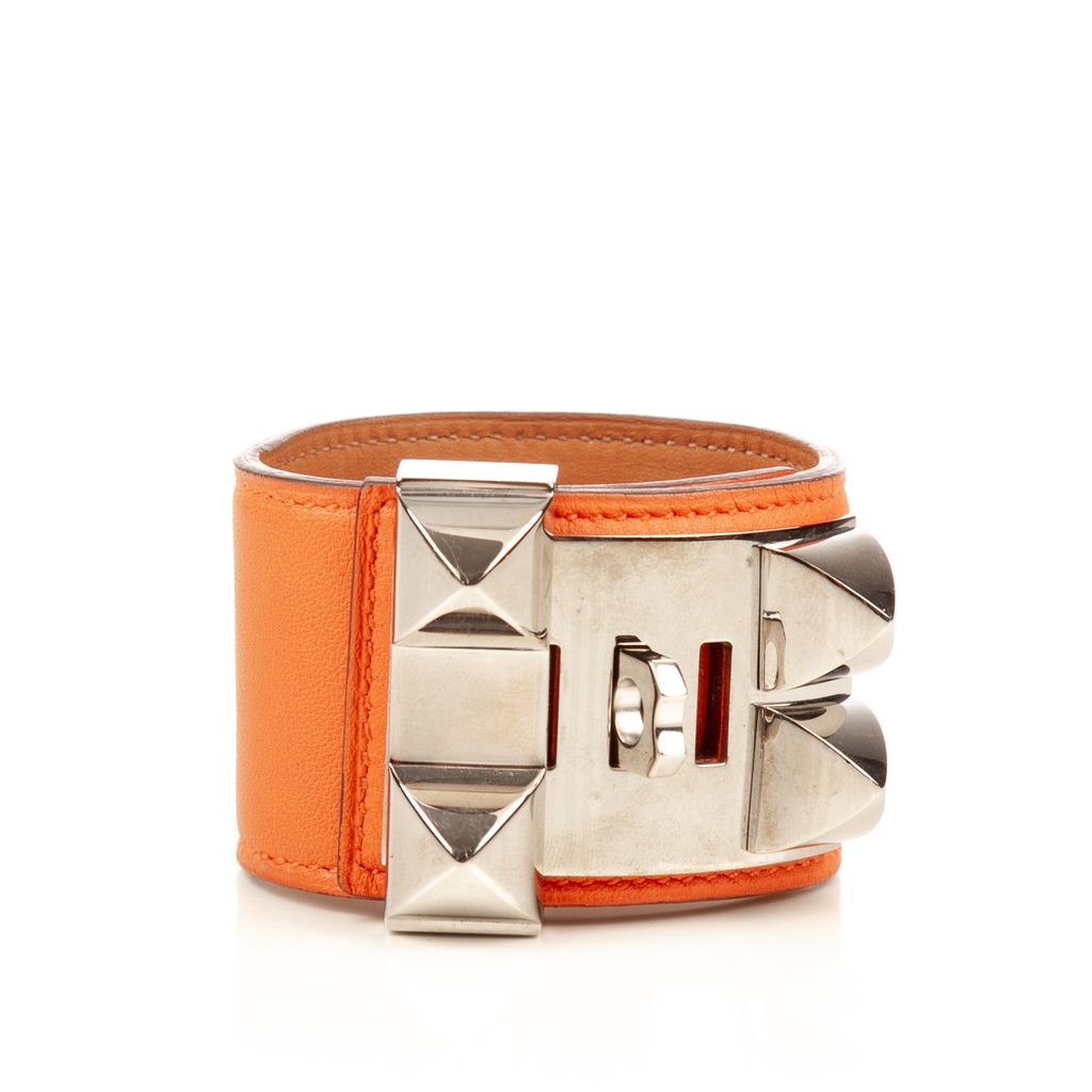 Hermes orange silver collar bracelet-2.jpg