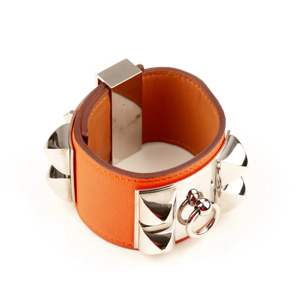 Hermes orange silver collar bracelet-3.jpg