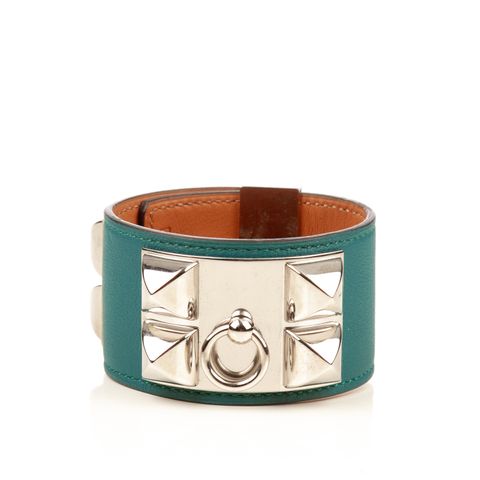 Hermes green silver collar bracelet-1.jpg