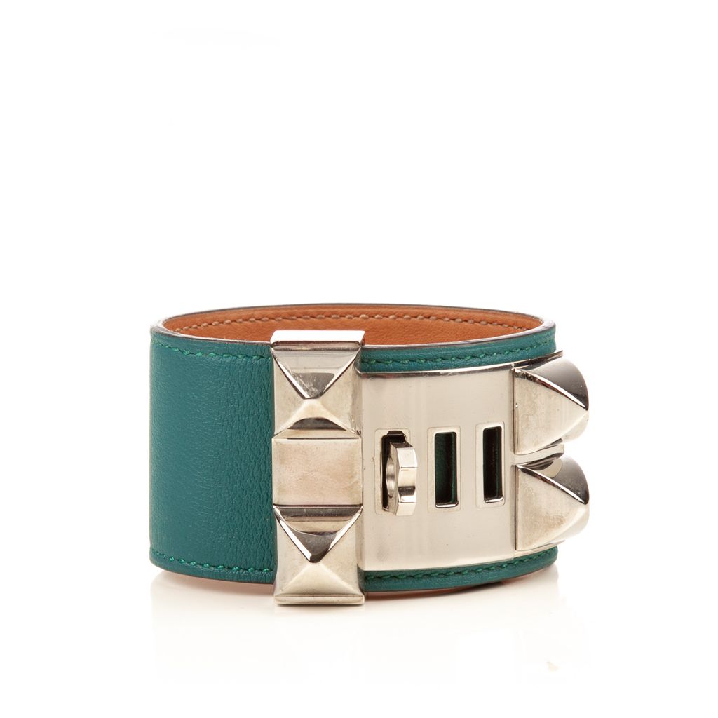 Hermes green silver collar bracelet-2.jpg