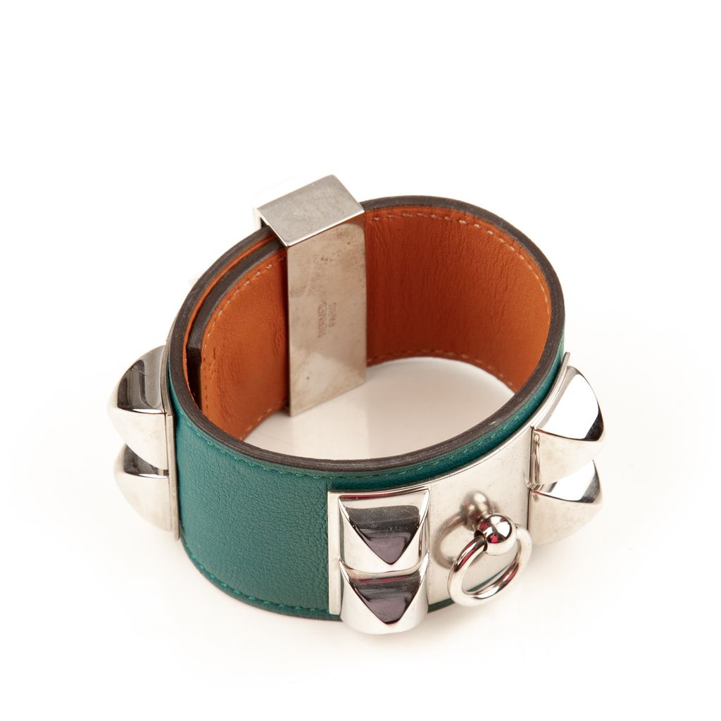 Hermes green silver collar bracelet-3.jpg