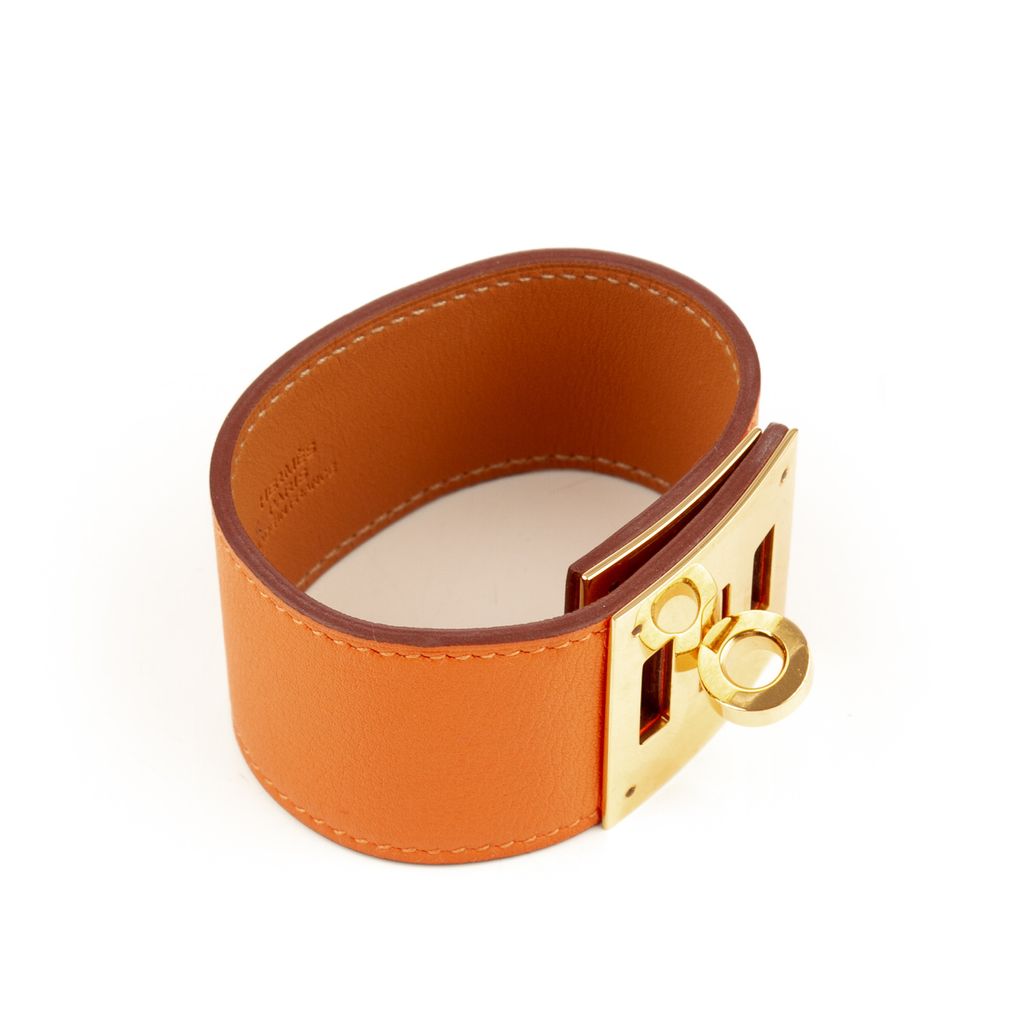 Hermès Kelly Dog gold plated and leather bracelet