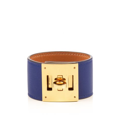 Hermes blue leather gold hw orange kelly dog bracelet-1.jpg