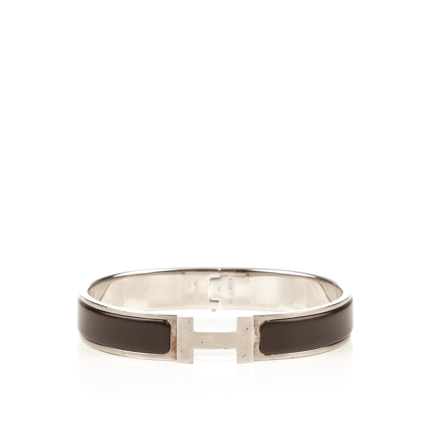 HERMES Enamel Clic Clac H Narrow Bracelet Grey 25369 | FASHIONPHILE