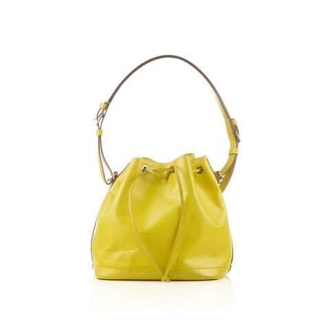 Louis Vuitton Noe PM Bucket Bag, in yellow epi leather with golden brass  hardware, the interior of the bag lined in purple suede, H.- 10 3/4 in.,  W.- sold at auction on
