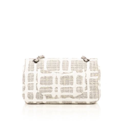 Chanel white tweed flap bag-2