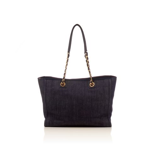 Chanel denim logo shopping tote-2