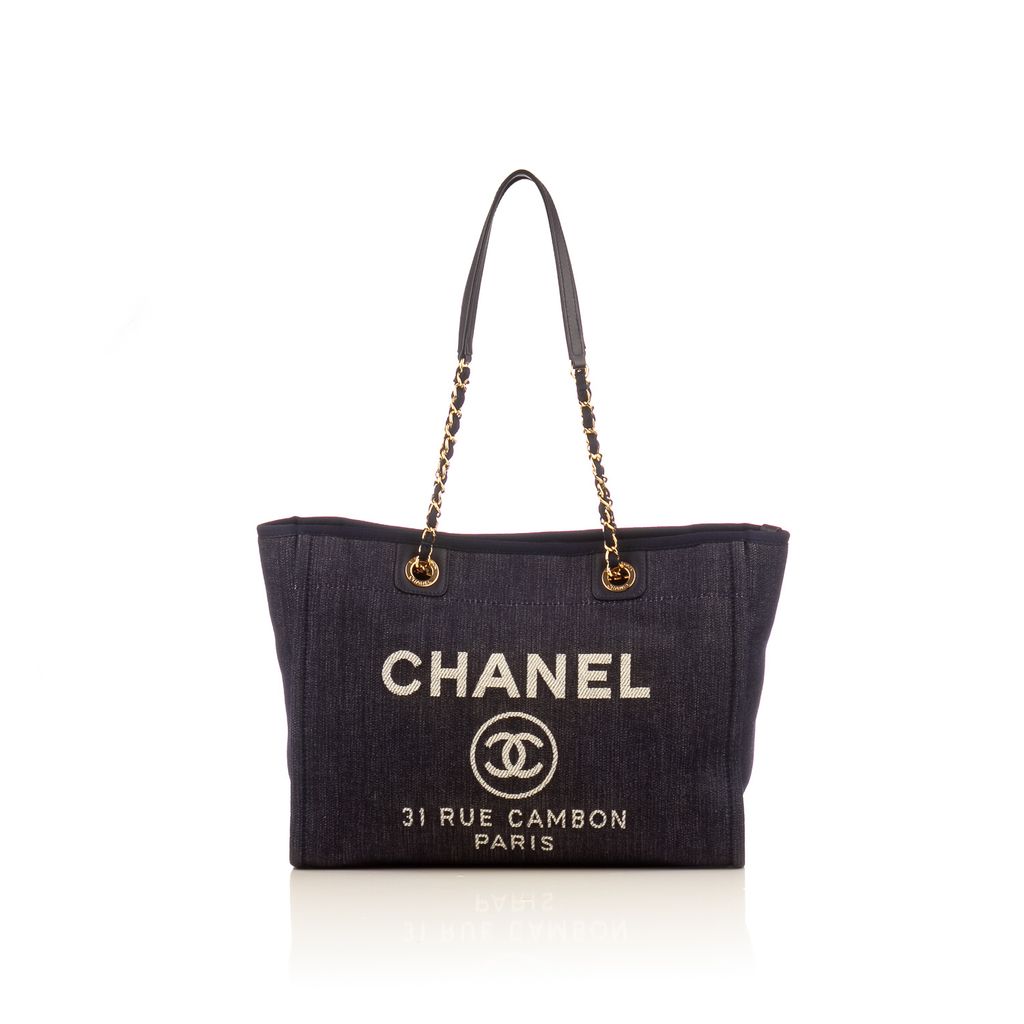 Chanel denim logo shopping tote-1