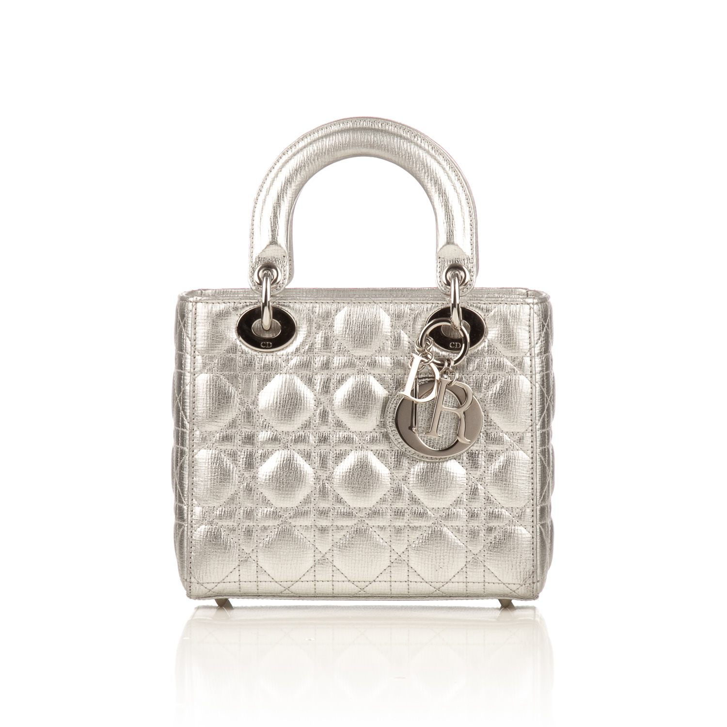 Christian Dior Lady Dior mini bag silver metallic  Dior mini bag Bags  designer fashion Dior
