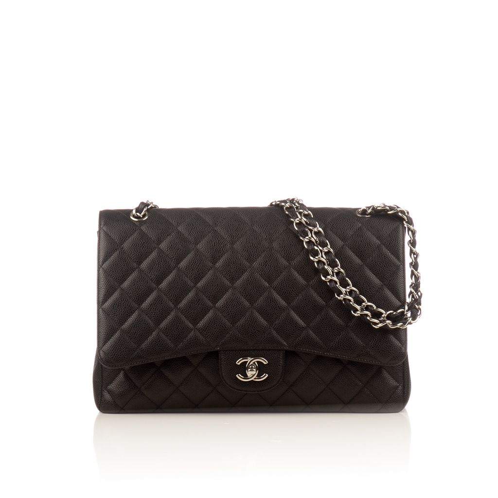 CHANEL Black Caviar Leather Classic Maxi Single Flap Bag – portluxe CHANEL Black Caviar Leather Classic Maxi Single Flap Bag – portluxe