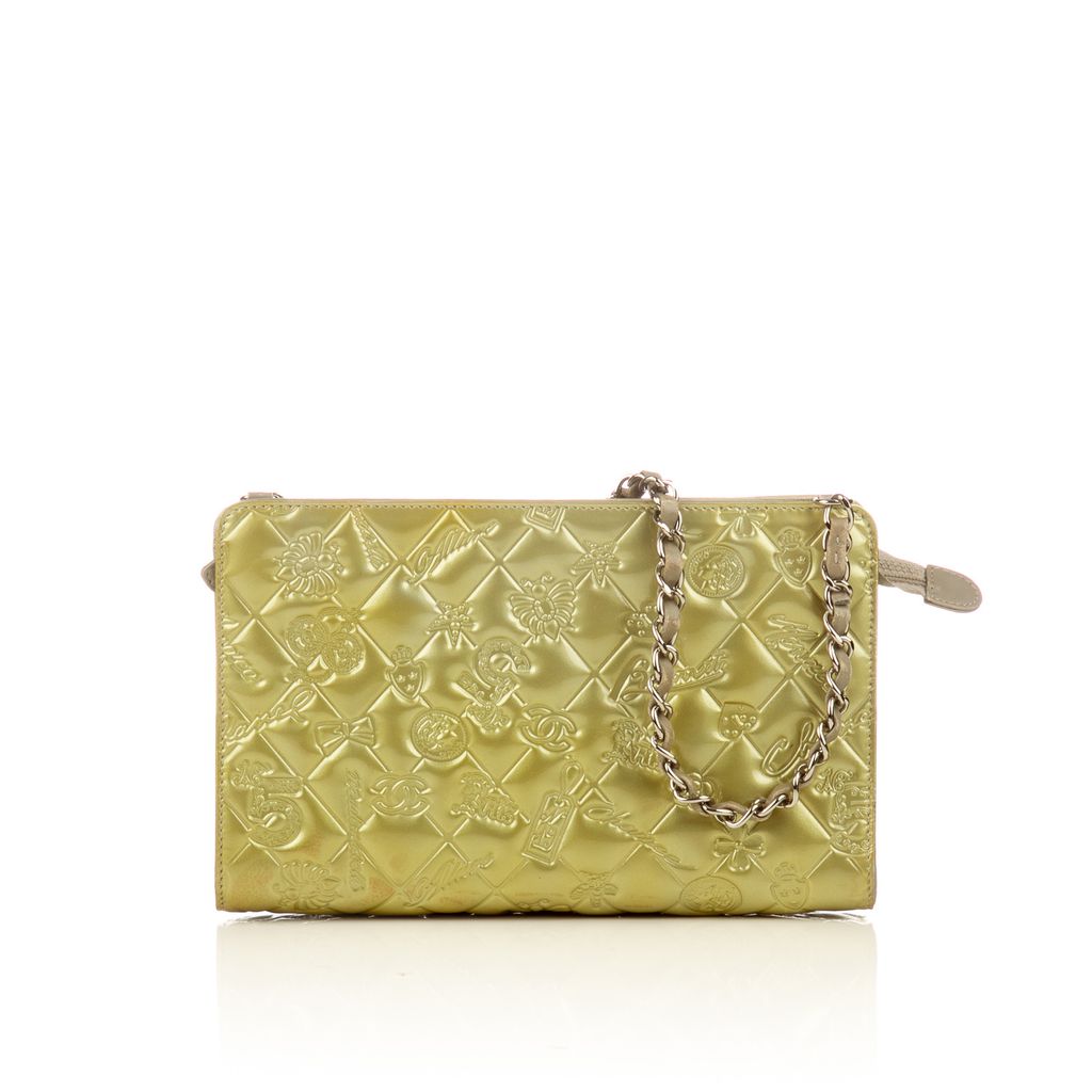 Chanel green patent shoulder bag-1