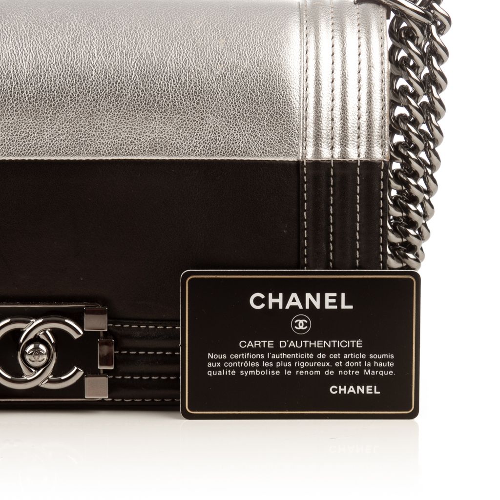 Chanel black and silver boy bag-5