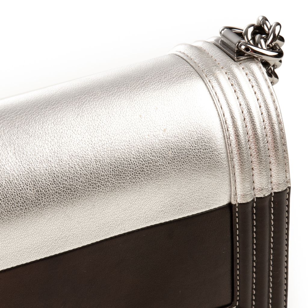 Chanel black and silver boy bag-4