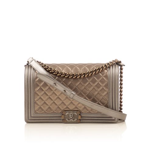 Chanel pewter metallic boy bag-1