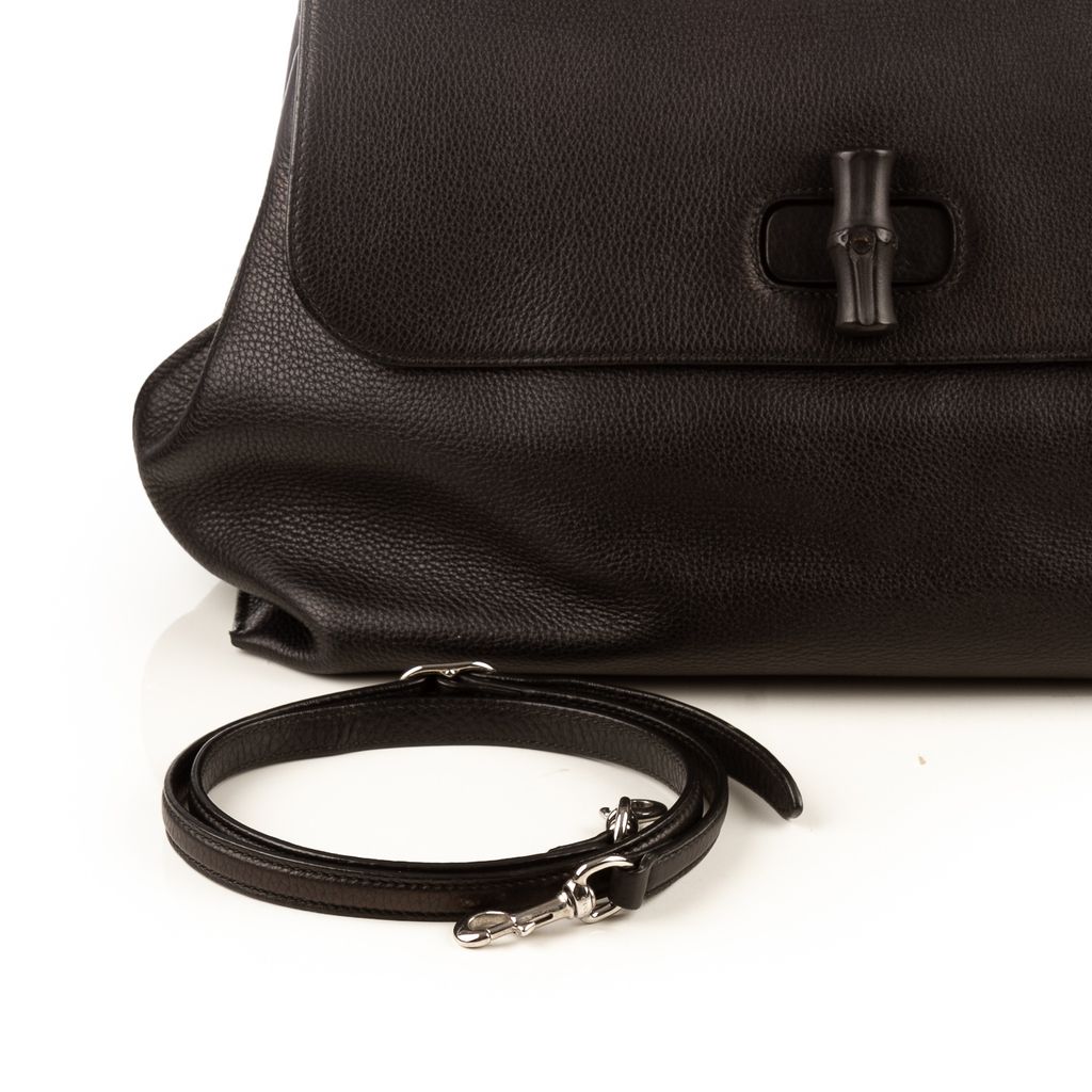 Gucci large black bamboo satchel-3