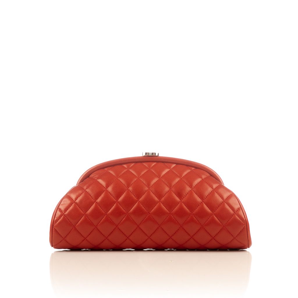 CHANEL Red Lambskin Quilted Timeless Clutch – portluxe