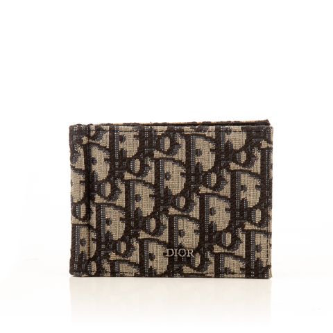 Wallet with Bill Clip Black Dior Oblique Jacquard