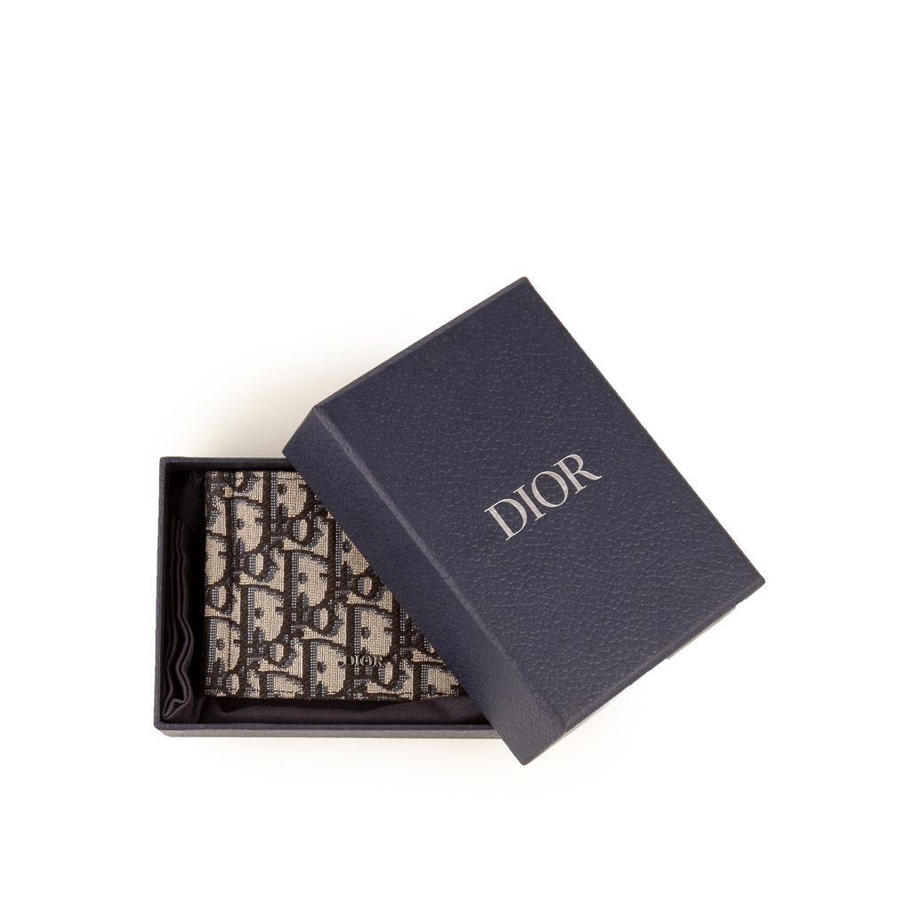 Dior - Wallet with Bill Clip Beige and Black Dior Oblique Jacquard - Men