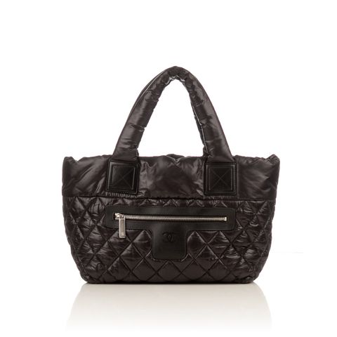 Chanel black quilted nylon tote-1-2