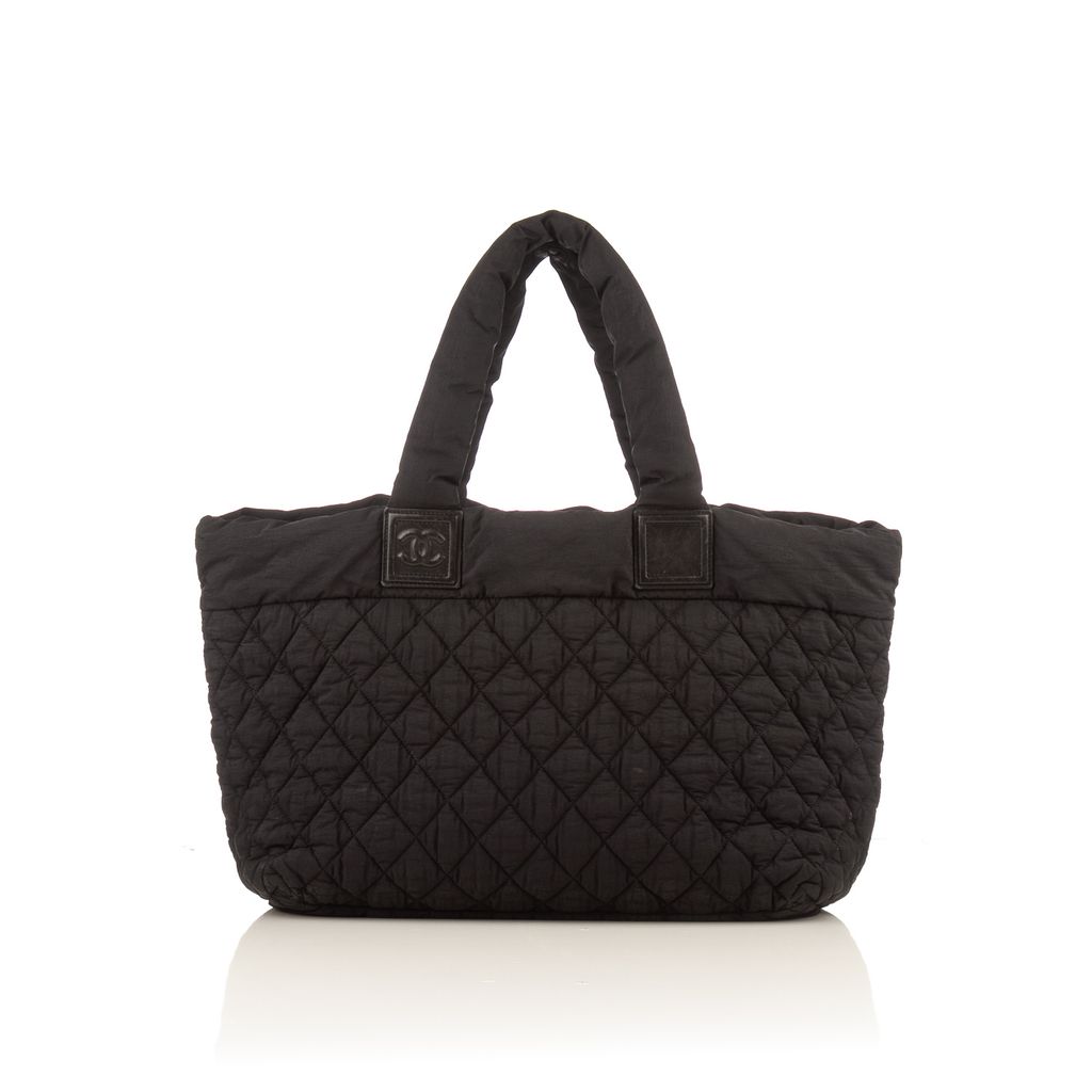 CHANEL Nylon Quilted Large Coco Cocoon Tote Black 1282357