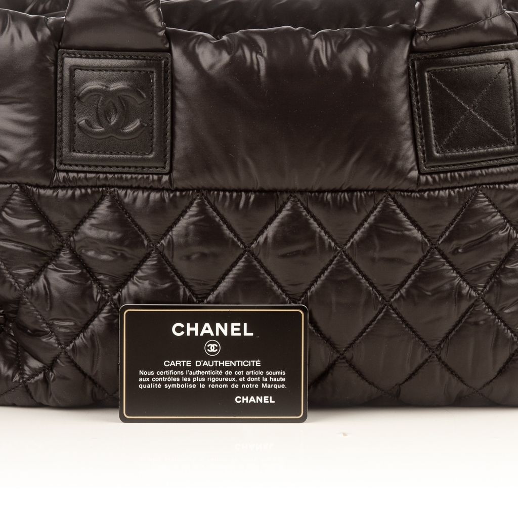 Chanel black quilted nylon small-3