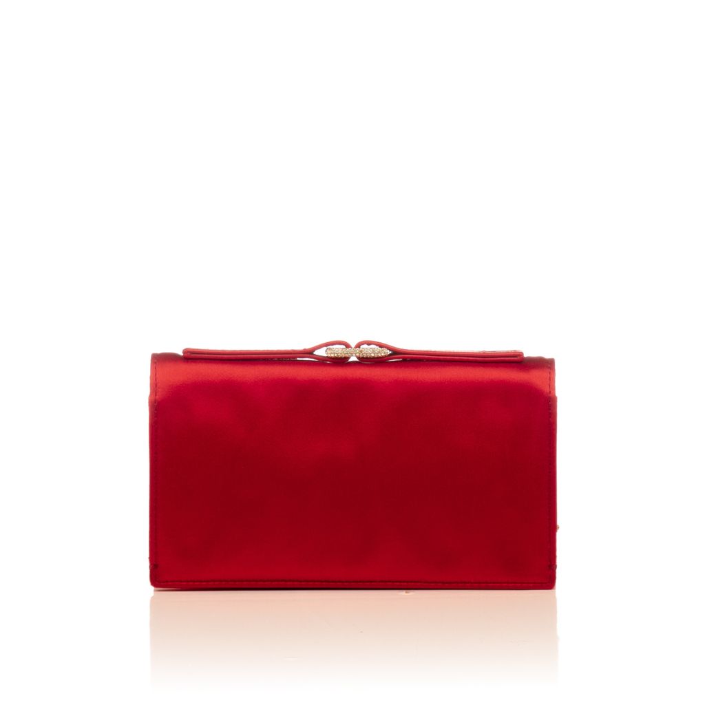 Valentino red satin crystal cluth-3