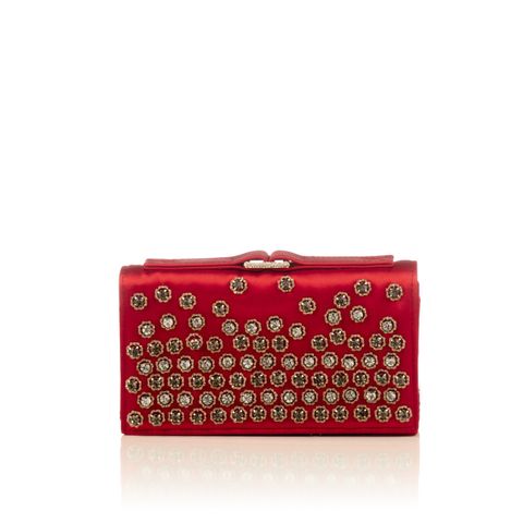 Valentino red satin crystal cluth-1