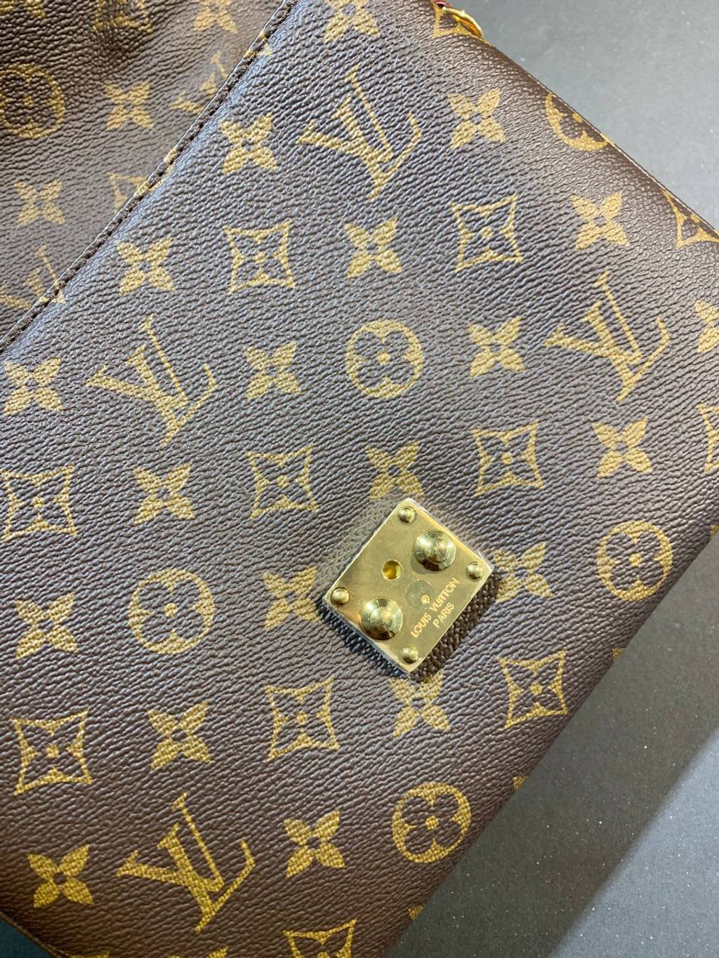 Louis Vuitton Brown Monogram Coated Canvas Pochette Métis Gold