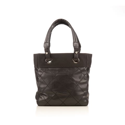 Chanel black leather and canvas shopper-2