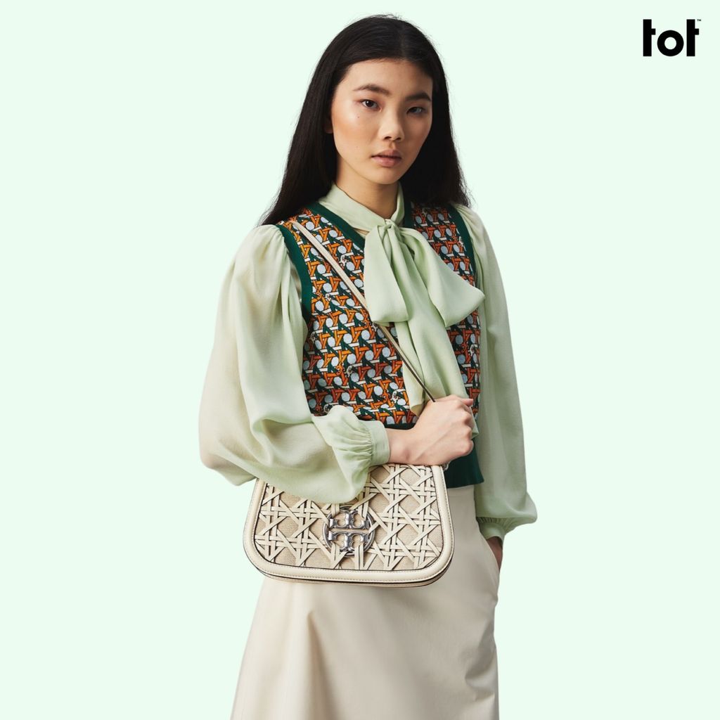 TORY BURCH MILLER BASKETWEAVE CONVERTIBLE SHOULDER BAG Louis