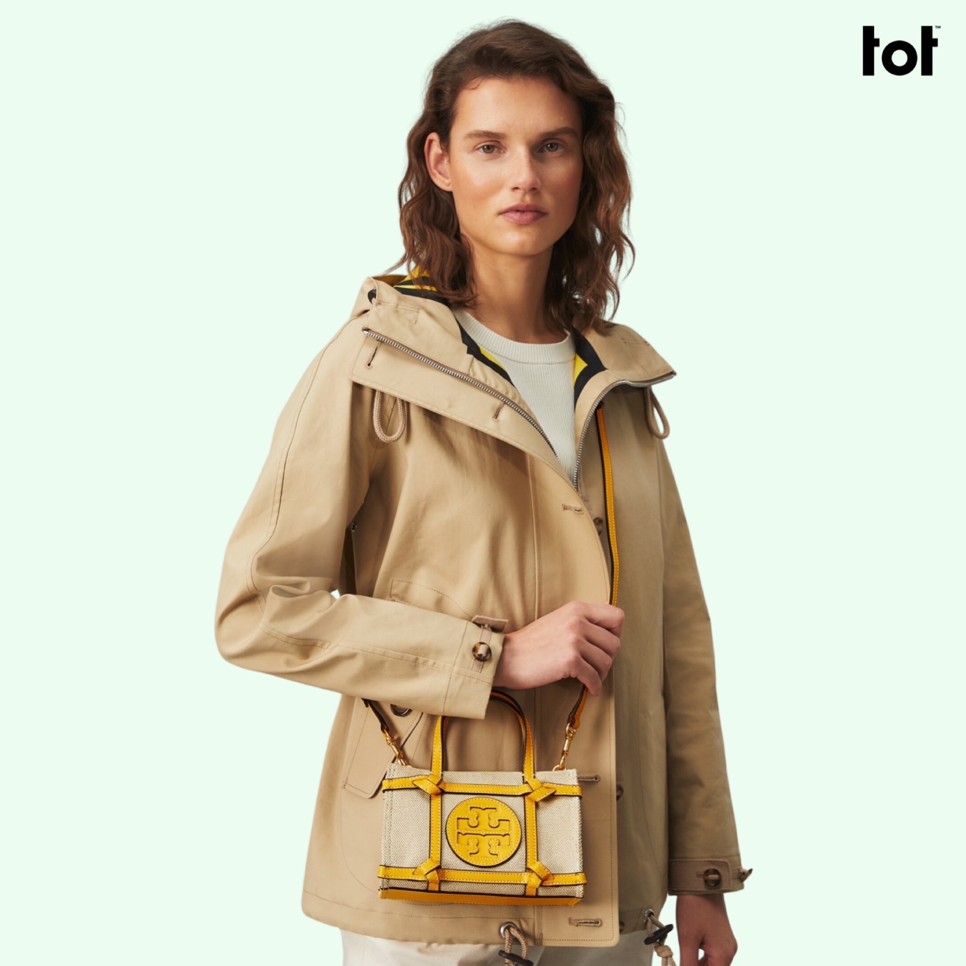 TORY BURCH ELLA CANVAS QUADRANT MICRO TOTE BAG