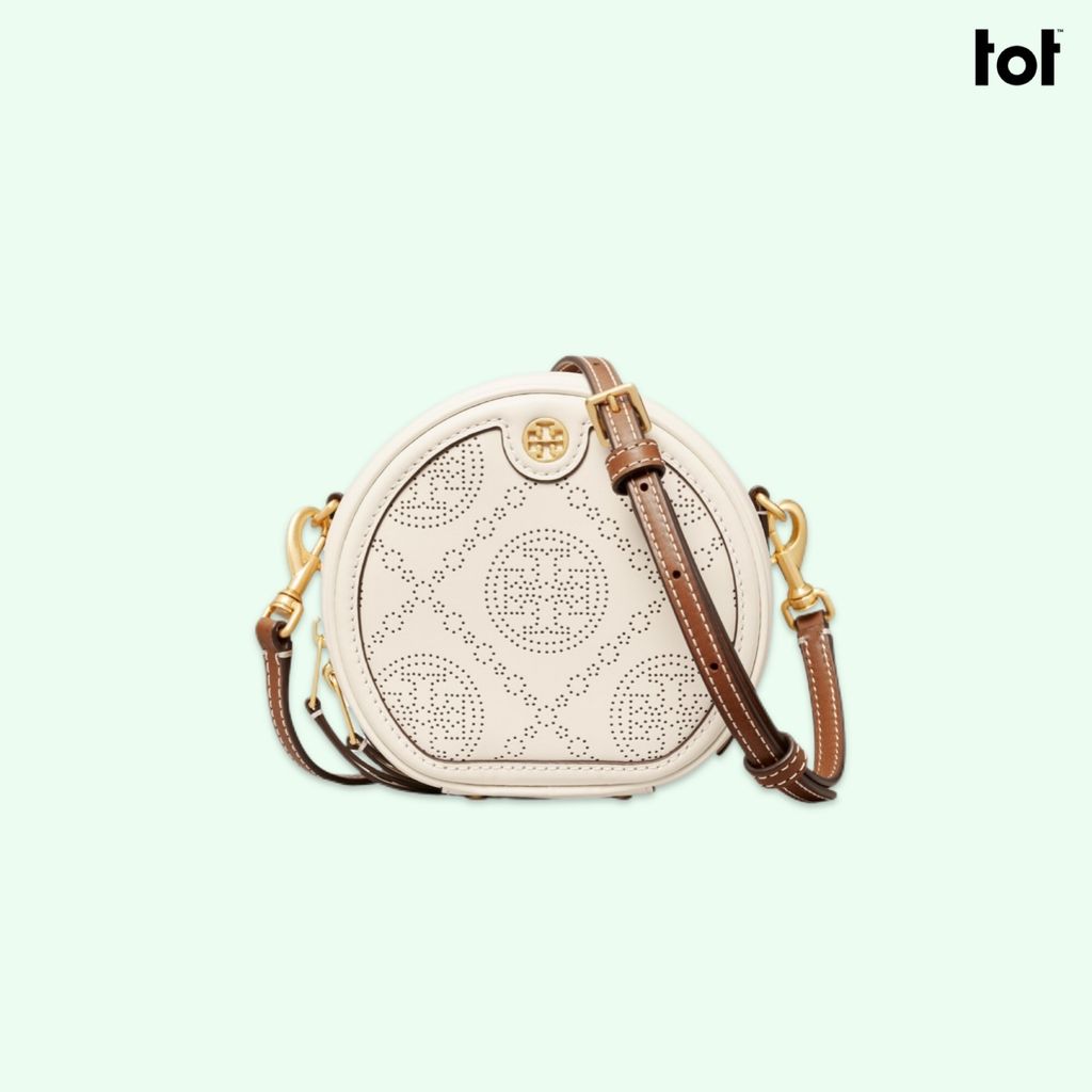 TORY BURCH - T MONOGRAM PERFORATED LEATHER PETITE MOON – Louis & Laura Store