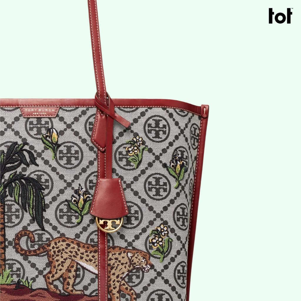 TORY BURCH - PERRY EMBROIDERED T MONOGRAM TRIPLE-COMPARTMENT TOTE BAG –  Louis & Laura Store