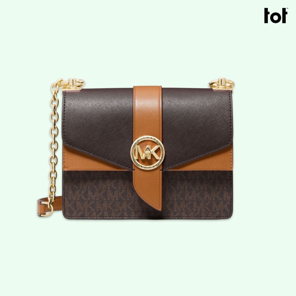 MICHAEL KORS - GREENWICH SMALL COLOR-BLOCK LOGO AND SAFFIANO LEATHER  CROSSBODY BAG – Louis & Laura Store